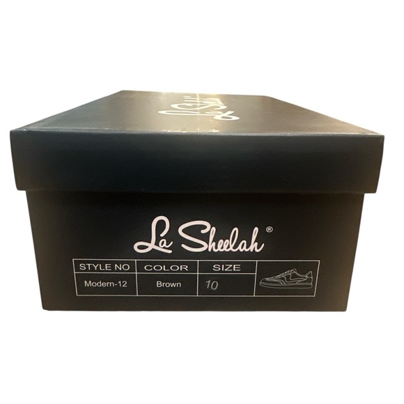 La Sheelah Modern Sneaker Size 10 Brown White Stripe Detail Lace Up Round Toe - Picture 11 of 11